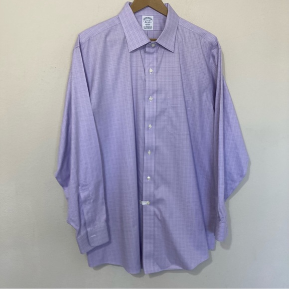 Brooks Brothers Est. 1818 REGENT Gingham Check Long Sleeve Linen Button-Down Shirt, Men's Size L linen Beige type Vintage Second Hand